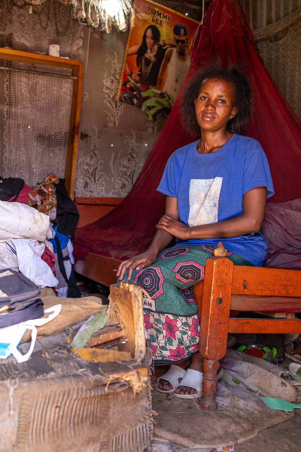 Elizabeth waste picker inside her home