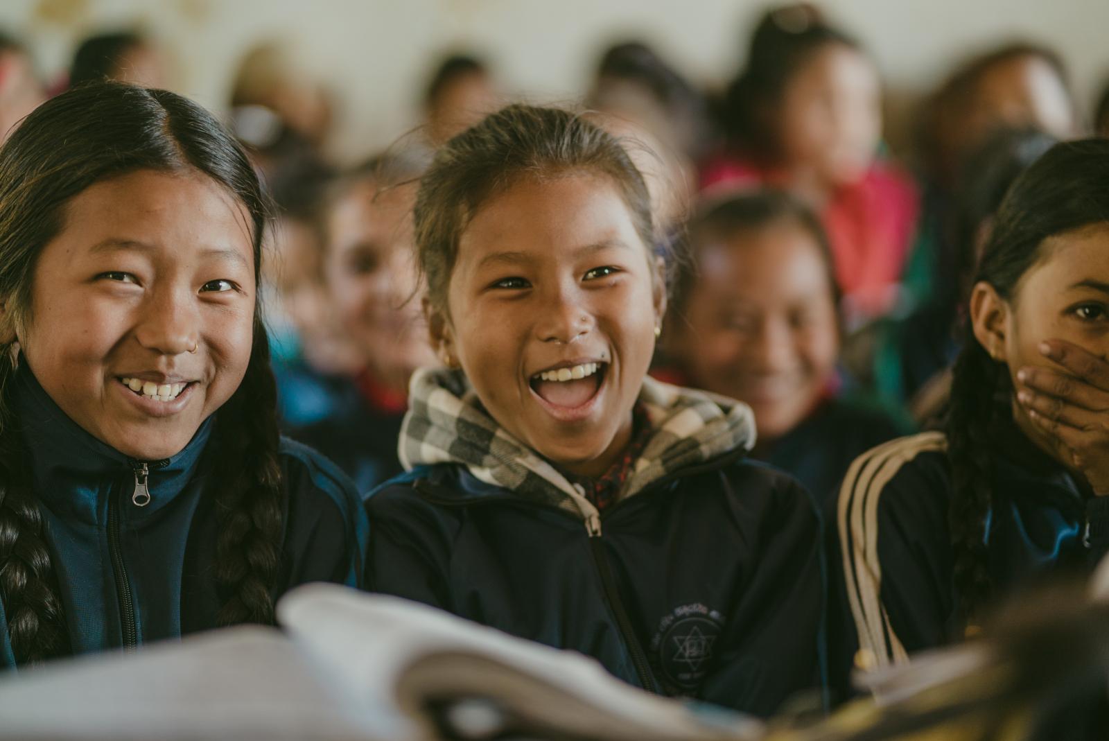 Students in class in Nepal