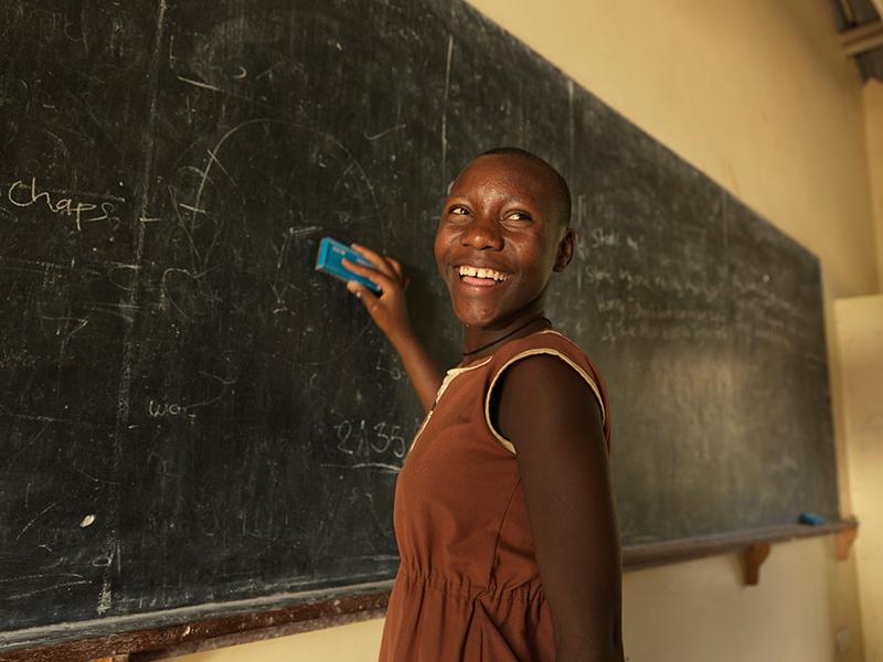 Primary Actor in Uganda after a Maths lesson.