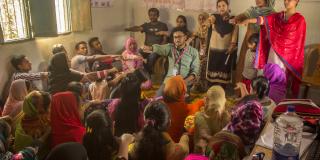 VSO ICS volunteers in Parbatipur, northern Bangladesh, arrange a meet with the local youth community as part of an awareness campaign on early marriage.