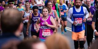 VSO supporter Marie mid-marathon, raising money for VSO