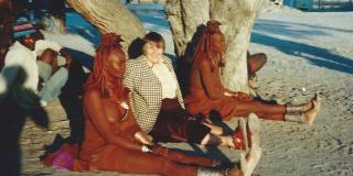 Mira working with members of the Himba tribe in Namibia, sometime between 1998-2002
