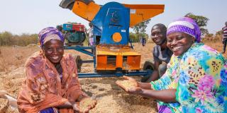 Women farmers with a VSO volunteer in Nigeria