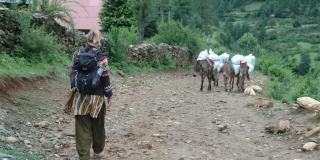 Willeke Gerritsen walks to her placement in Nepal.