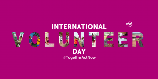 Text: International Volunteer Day, Together Act Now.