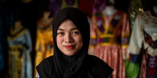 Woman in headscarf