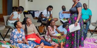 Woman attend session