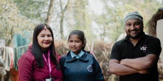 VSO Volunteers Nitin and Soni with a girl