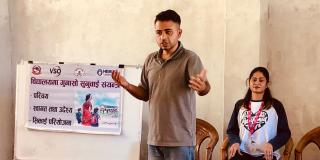 Dev Upadhyaya talking in class