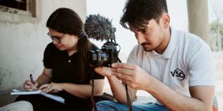 Raj films a couples session in Nepal