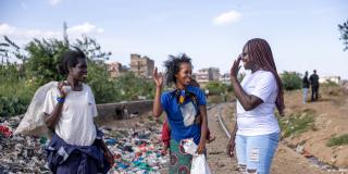 Picking up rubbish