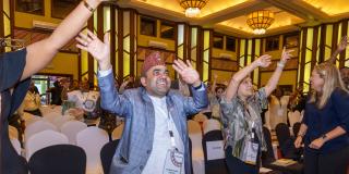 Attendees of the RHPC dancing