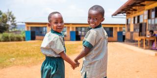 Ella and Joshua smiling hands and laughing