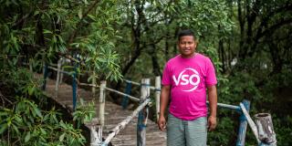 Jonito, VSO volunteer near the mangrove planting area.
