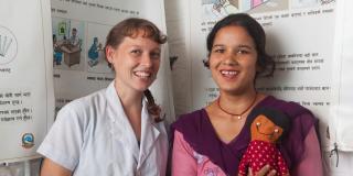 Auxillary nurse and midwife Bharatkumari Sijapati with VSO volunteer Cath Nixon