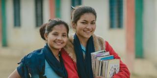 Two girls on their way to school in Nepal