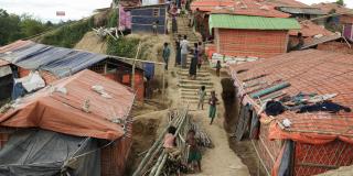 Image of Rohingya refugee camp, Cox's Bazar, Bangladesh showing housing structures Image of Rohingya refugee camp, Cox's Bazar, Bangladesh showing housing structures