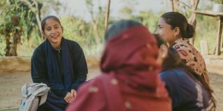 Laxmi (big sister) visiting Sonu (little sister) and her family. VSO-LAXMI-NEPAL-SISTER-FOR-SISTER