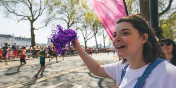 VSO supporters cheering on a runner at the London Marathon