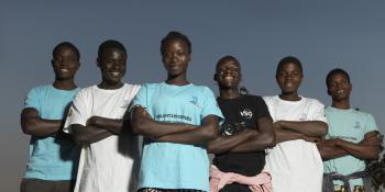 Volunteer in Mozambique. Community volunteers - part of Cyclone Idai response.