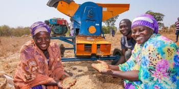 Women farmers with a VSO volunteer in Nigeria
