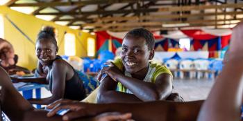 Consolata (18 years old) in class at Nyamekongoroto catch-up centre