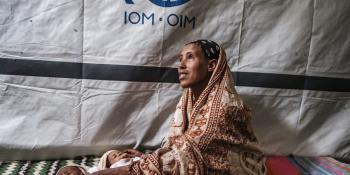 Tigray mother with her two babies