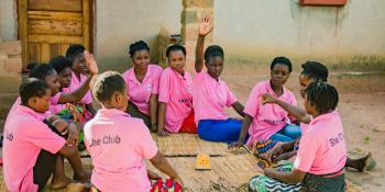 Girls at the She Club, a safe space for girls to learn about SRHR