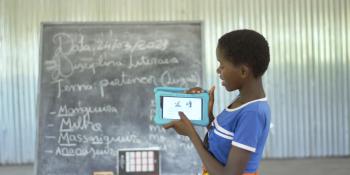 Young mother in the classroom