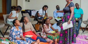 Woman attend session