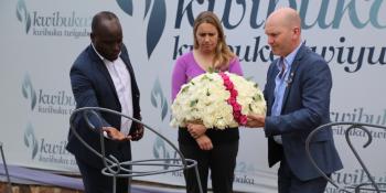 Philip laying flowers in Rwanda Philip laying flowers in Rwanda