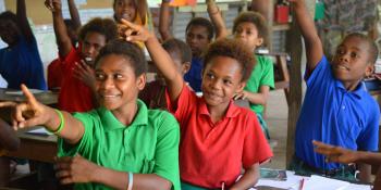 Grade 3 class at Gaulim Demonstration School in East New Britain during a phonics lesson