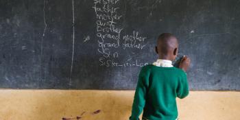 A student answers a question during a lesson about relatives and family in English class at Hamugongo Primary School in Kagera, Tanzania. A student answers a question during a lesson about relatives and family in English class at Hamugongo Primary School in Kagera, Tanzania.