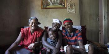 Peer educator with his family at home in Zimbabwe