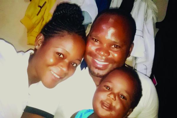 Chrissy today with her partner and son Chrissy Zimba with her partner and son