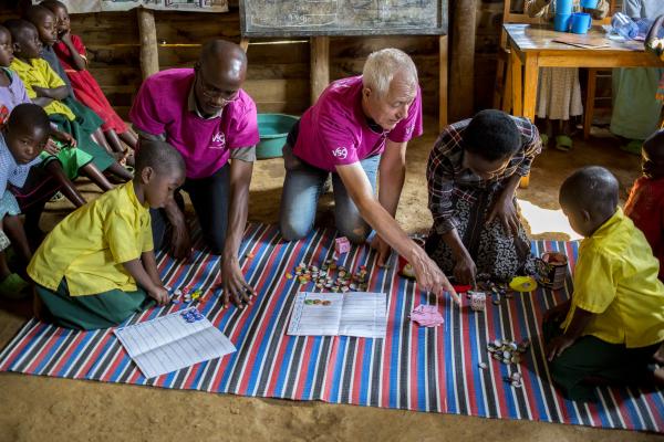 Volunteers at a school in Rwanda