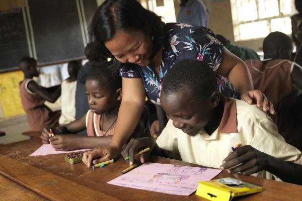 VSO education volunteer, Janice Ann Perez supporting work to incorporate child-centred teaching in primary schools across Karamoja