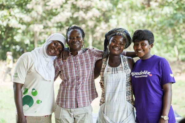 Staff and volunteers in Ghana supporting Mondelez Cocoa Life programme