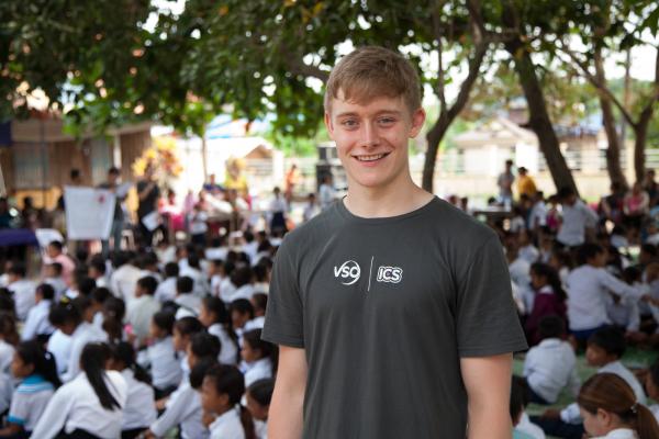 Volunteer in Cambodia. ICS volunteer Chad Dawson at an ICS community action day near Battambang, Cambodia.