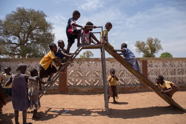 Pupils at Goriko School playing in the school yard at break time. Talensi District, Bolgatanga Ghana.