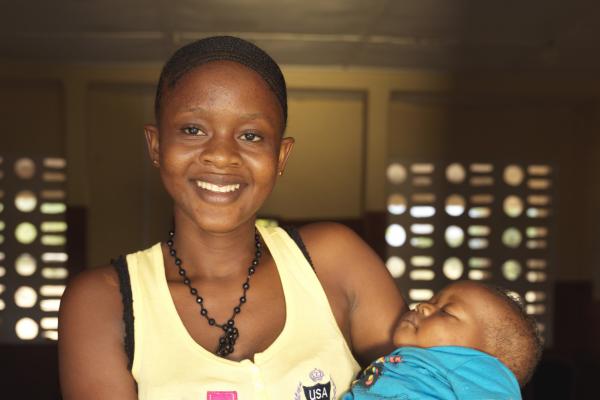 Fatu Conteh, 18, with her 6 month old baby