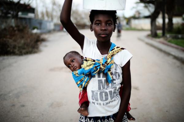 Sandra, 16, pictured here in the aftermath of Cyclone Idai.