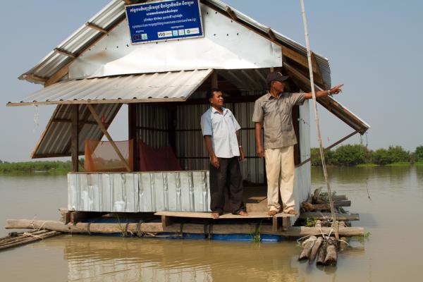 A floating lookout on the Tonle Sap, Cambodia.
