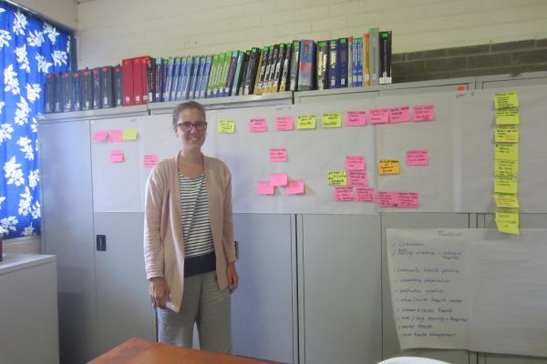Willeke Gerritsen running a workshop in Papua New Guinea with VSO.