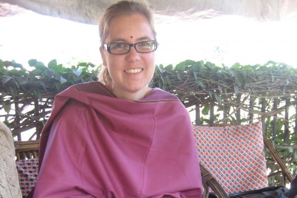 Willeke Gerriten enjoys lunchtime while on placement in Nepal.