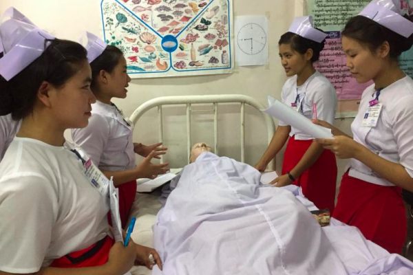 A group of nurses attend a training session in Myanmar