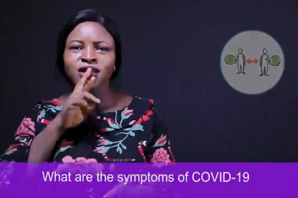Screenshot of a VSO Nigeria volunteer shares how to stay safe and stop the spread of COVID -19 in Sign Language.