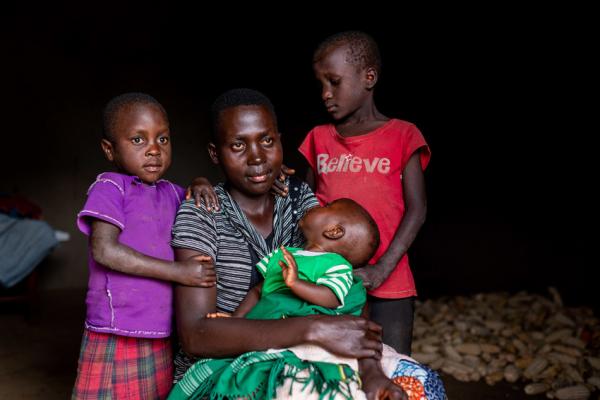 Jane (19) at home with her three children