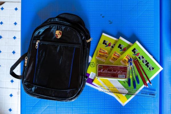 rucksack and books