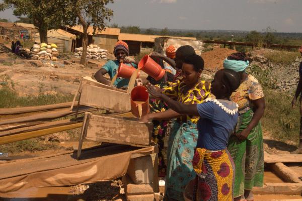 GEWOMA members carrying out activities at a mining centre in Geita region.  